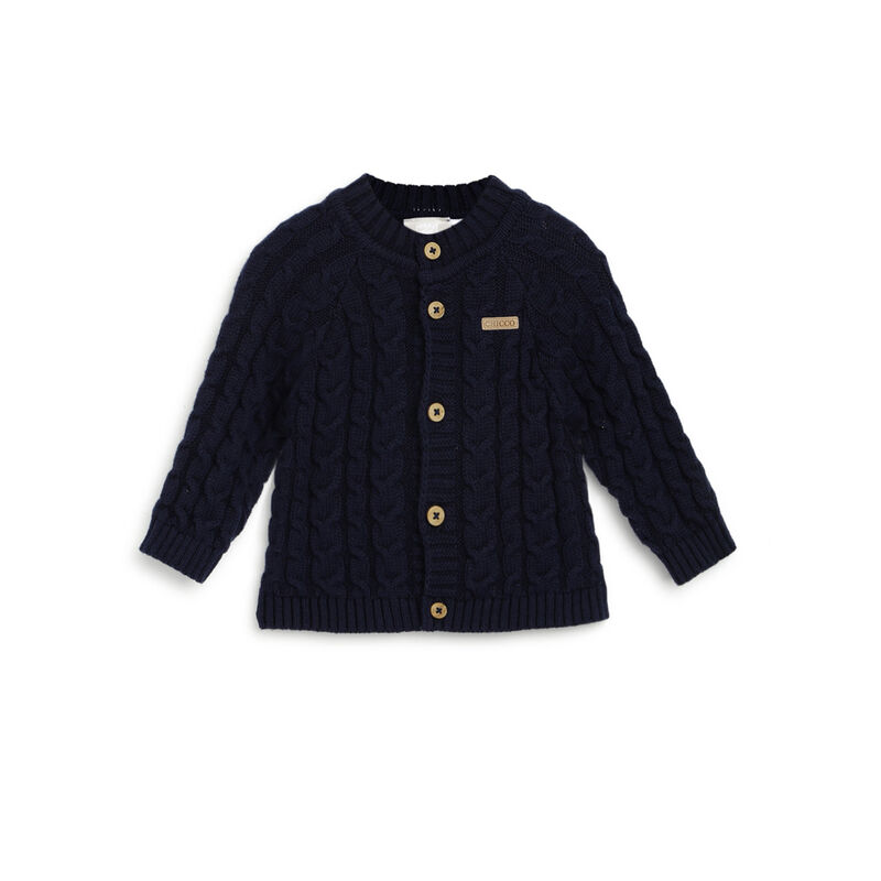 Boys Dark Blue Solid Cardigan image number 0